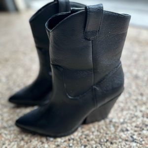 Black leather booties from H&M